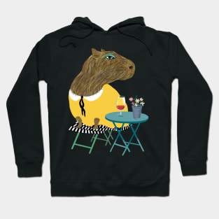 Capybara at the cafe Hoodie